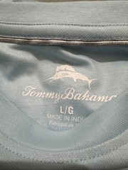 Tommy Bahama SZ L Mens SS Tshirt Opal Blue Gr Performance Poly Cotton NWT $64.50