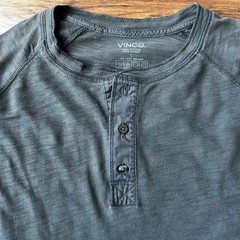 Vince Men’s Gray Long Sleeve Raglan T-Shirt L Large Crew Neck Minimalist Luxe