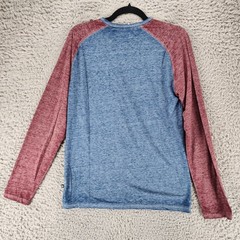 Indigo Star Shirt Mens Small Blue Red Long Sleeve Raglan Burnout Jersey Tee *NWT