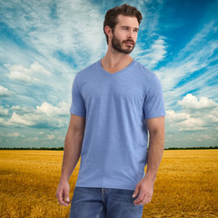 GEORGE Men’s Size XS (30-32) V-Neck Tee Short Sleeve Shirt • Blue Ash Heather