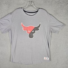Under Armour T-Shirt Mens XL Gray Project Rock Brahma Bull Iron Paradise