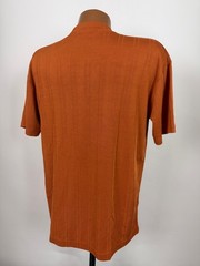Vintage 90s Y2K Ribbed Shirt Men Large Silky Stretchy Polyester Burnt Orange