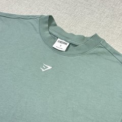 Gymshark T-Shirt Mens Small Green Crew Neck Cotton Logo Short Sleeve Basic