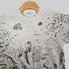Vintage 90s Fruit of the Loom Naples FL Underwater Reef All Over Print Tee XL