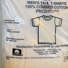Vtg Barrington 3 Tall T-Shirts White Combed Cotton Preshrunk Crew Neck 2XLT NOS