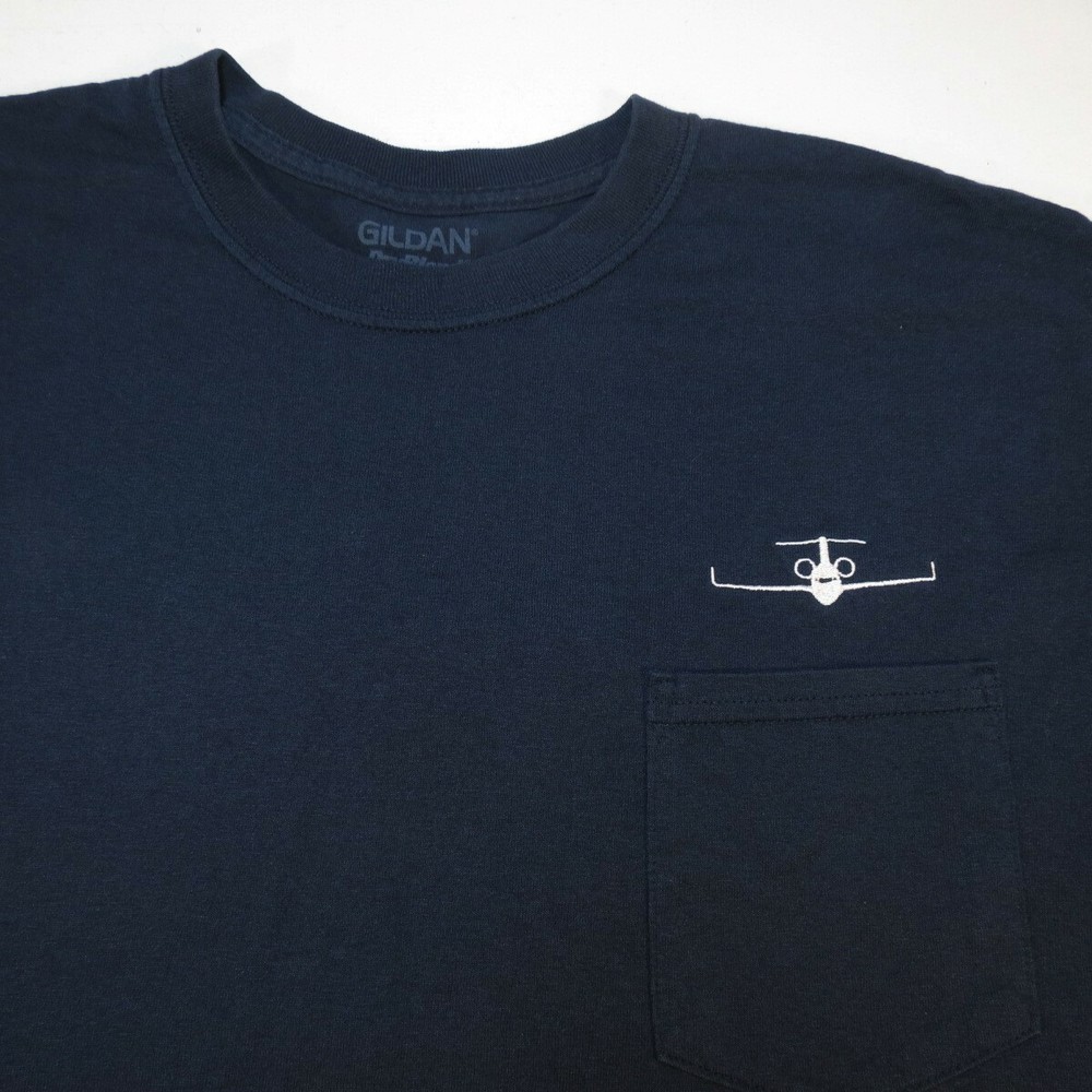 AIRPLANE EMBROIDERED PLANE PLANES JET POCKET TEE T SHIRT Sz Mens L