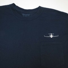 AIRPLANE EMBROIDERED PLANE PLANES JET POCKET TEE T SHIRT Sz Mens L