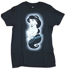 Aladdin Mens T-Shirt – Jasmine B & W Glowing Image
