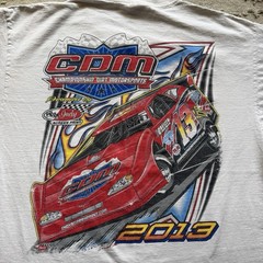 Vintage CDM Dirt Motorsports Tee Men’s XL Racing Dirt Track White 2013 Race Car
