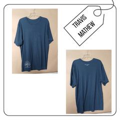 Travis Mathew Shirt Mens XL Blue USA Golf Cart Flag Crew Neck Tee Patriotic