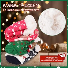 3 Pairs of Christmas Fuzzy Slipper SocksHoliday Slipper Socks for Women and M…