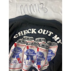 Pabst Blue Ribbon Check Out My Six Pack Beer Graphic T Shirt Mens 2XL Black
