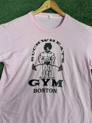 VTG 80s BuckWheat Buck’s Gym Little Rascals Gold’s Gym Pink T-Shirt Size XL