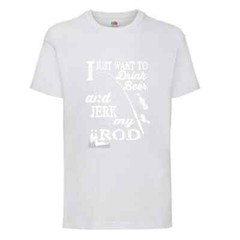 Fishing Drink Beer And Jerk Rod Humour Novelty T Shirt Various Colours And Sizes