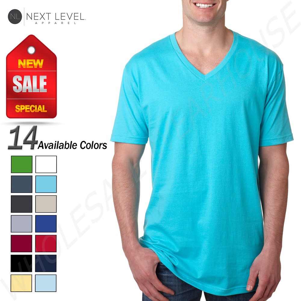 Next Level Mens Ultra Soft Premium Fit Short Sleeve V Neck T-Shirt M-N3200