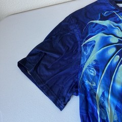 Blue Ice Dragon All Around Print 3D Poly SS T-Shirt Size 0XL Mystical Magic