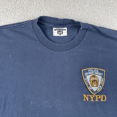 Vintage NYPD New York City Large Lee Total Cotton Shirt Made In USA Blue 90s Y2K