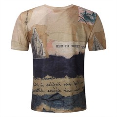 T-Shirt Mens Vintage Printed Short Sleeve Blouse Summer Casual Fitness Tops Tee