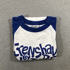 Vtg Crenshaw By Nature T Shirt Men’s L White Blue USA Raglan 3/4 Sleeve