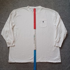 Polo Ralph Lauren T Shirt Mens 2XB White Logo Pocket Tee Long Sleeve
