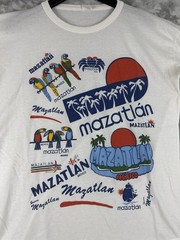 Vintage Destination Location Mazatlan Mexico Single Stitch White Mens Large 90s
