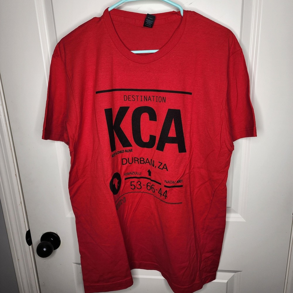 Keep A Child Alive Shirt Mens Large Red Graphic Charity Durban ZA KCA Africa Tee