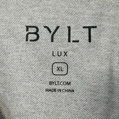 BYLT Shirt Mens XL Gray Drop Cut LUX Short Sleeve Athletic Fit Curved Hem Tee