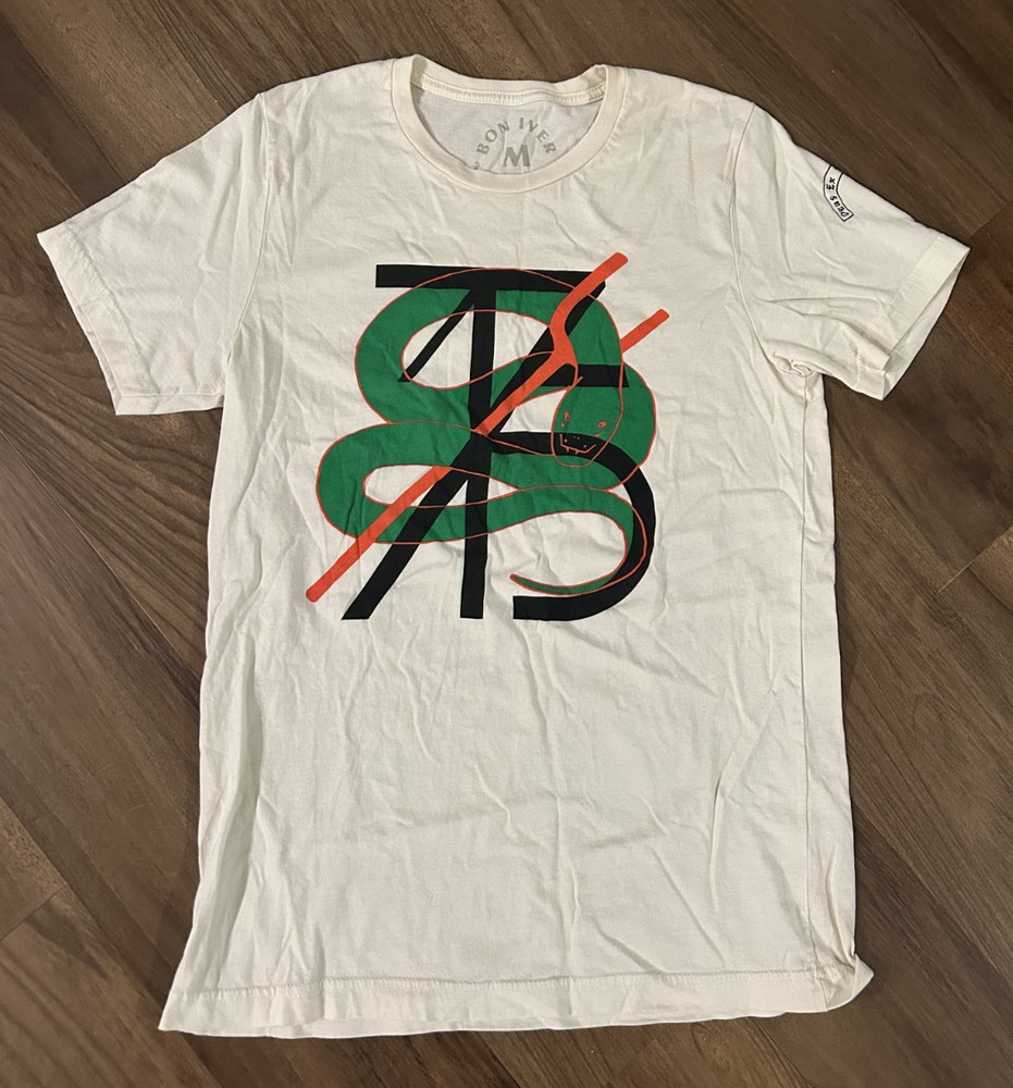 Bon Iver 22 A Million 715 Creeks Tour Tshirt Cream Mens Size Medium Folk Y2K