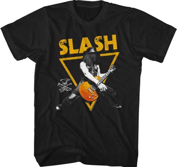 Slash Guns N Roses MenS T-Shirt GOLDEN TRIANGLE Black Cotton Guitarist Music