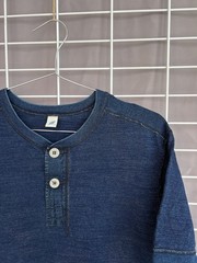 Pure Blue Japan Knitted Henley T-Shirt Mens Size 3 or M/L Syoaiya Indigo Rare