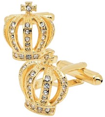 Jonwo Golden Royal Crown Mens Cufflinks In Gift Case Novelty Crown with Cryst…