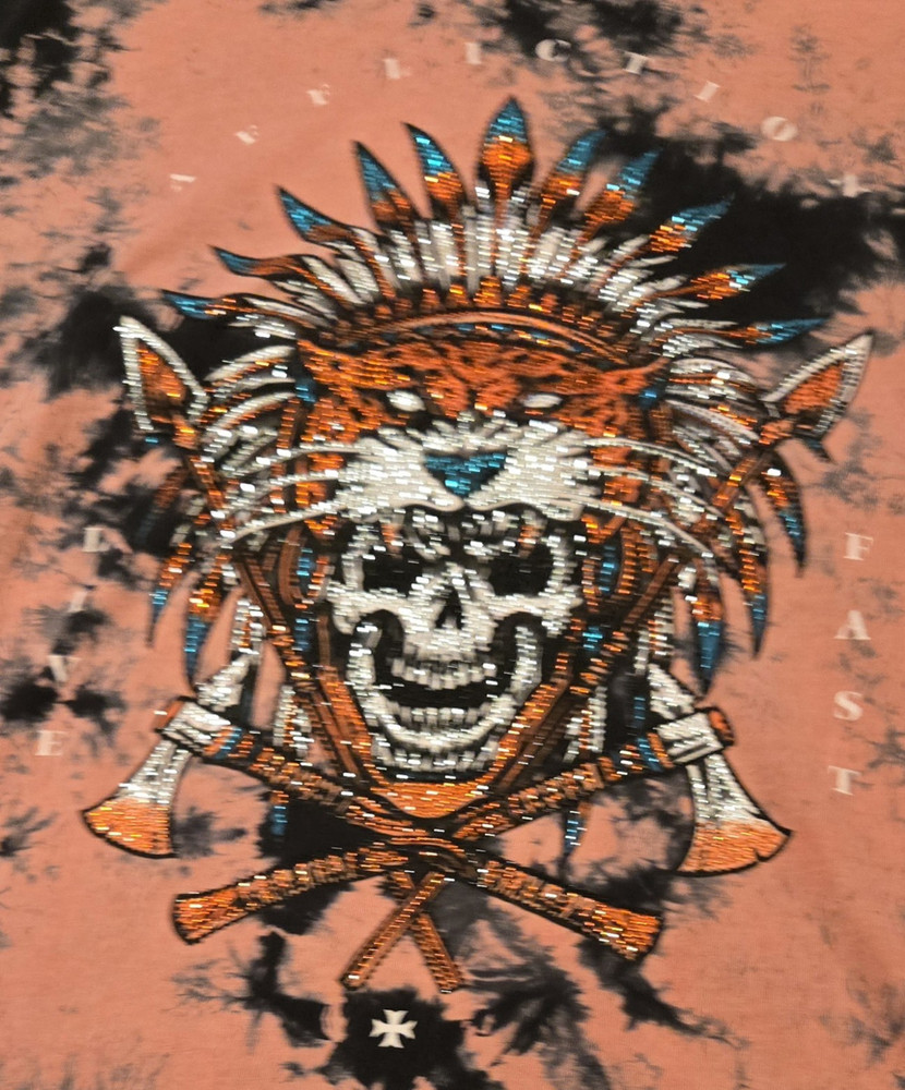 Men’s 2XL Pink/Black Skull Graphic Print Cotton T-Shirt Short Sleeve Crew
