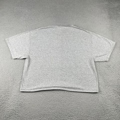 Vtg Hanes Adult Large Gray Short Sleeve Cropped Shirt Dancer Athletic Wear Y2K