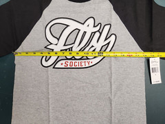 Fly Society Mens Graphic Print Raglan 3/4 Sleeve T-Shirt Grey/Black Small