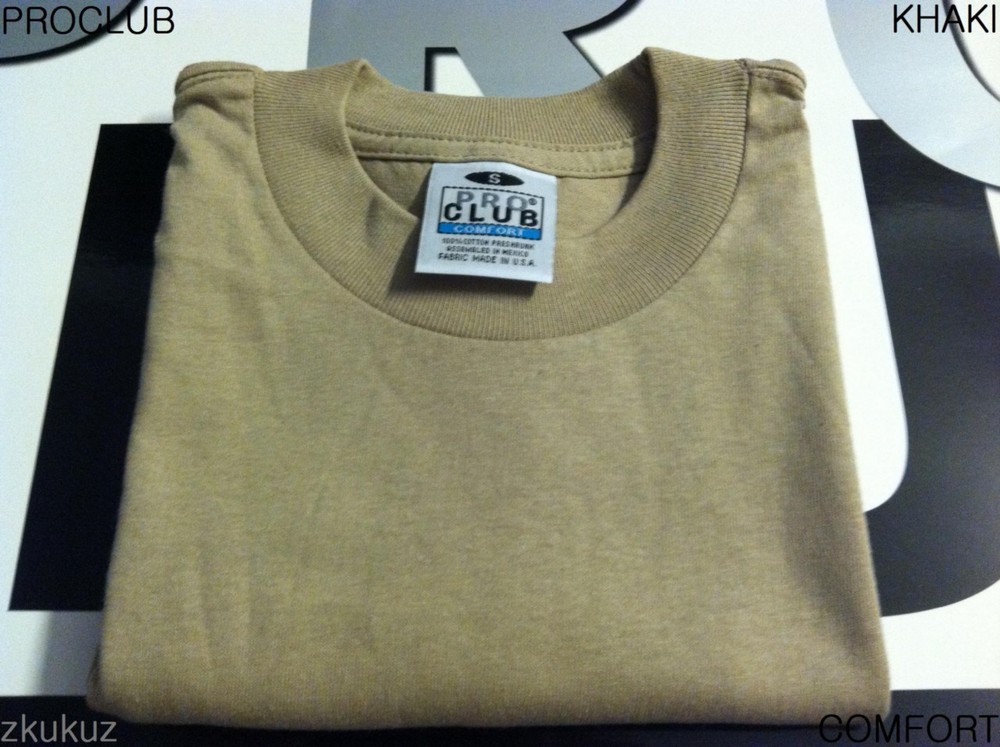 1 NEW PROCLUB COMFORT PLAIN T-SHIRT BLANK KHAKI TEE PRO CLUB S-3XL 1PC