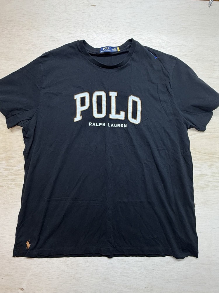 Polo Ralph Lauren Shirt Mens 2XL Big 2XB Black Spell Out Logo Tee Short Sleeve
