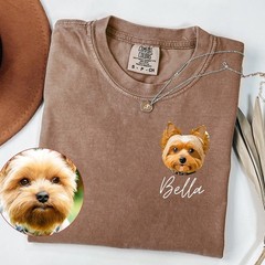 Custom Pet Portrait T-Shirt With Name Personalized Dog Photo Graphic Tee