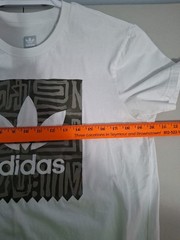 Adidas White Trefoil w/ Gray Tribal Geometric Pattern Skater Medium TShirt