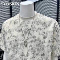 Men’s Houndstooth Camouflage Print T-Shirt Summer Short Sleeve Casual Tee Top