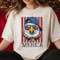 Funny Merica Eagle Shirt Patriotic USA Flag Independence Day Graphic Tee