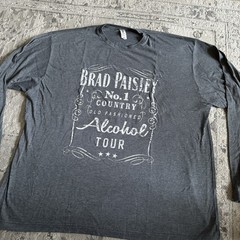 Brad Paisley Alcohol Tour Concert Long Sleeve Shirt Sz 2XL Gray