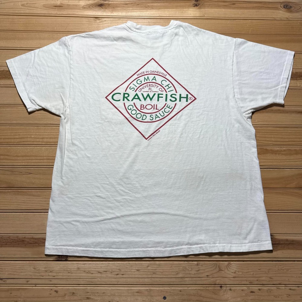 Vintage 1993 Sigma Chi University Florida Crawfish Boil Pocket T-Shirt USA – XL