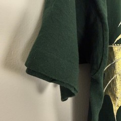 Vintage 90s Gold Metallic Foil Dragon Asian Tee Shirt Green Large Single Stitch