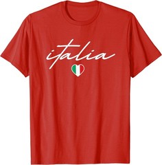 Italian Flag Italy Vintage Italia Heart Cursive Womens Girls T-Shirt