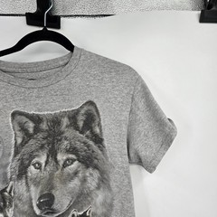 DOM Mens Wolf Graphic T-Shirt Heather Grey Short Sleeve Crew Neck Size S