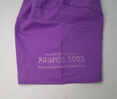 RUGBY WORLD CUP FRANCE 2023 MENS SIZE L PURPLE COTTON T-SHIRT EMBROIDERED LOGO