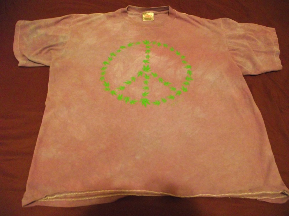 Vintage! Tie – Dyed Hippie Pot Leaf Peace Sign 1995 T – Shirt X-Large