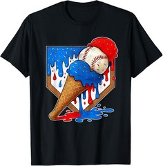 Distressed Baseball Boys Ice Cream Drip Baseball T-Shirt