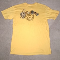Y2K Billabong Surf T-shirt Mens Large Yellow Magazine Cut Spellout Logo