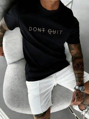 Don’t Quit Tee 180g Cotton Vintage Street Unisex Summer